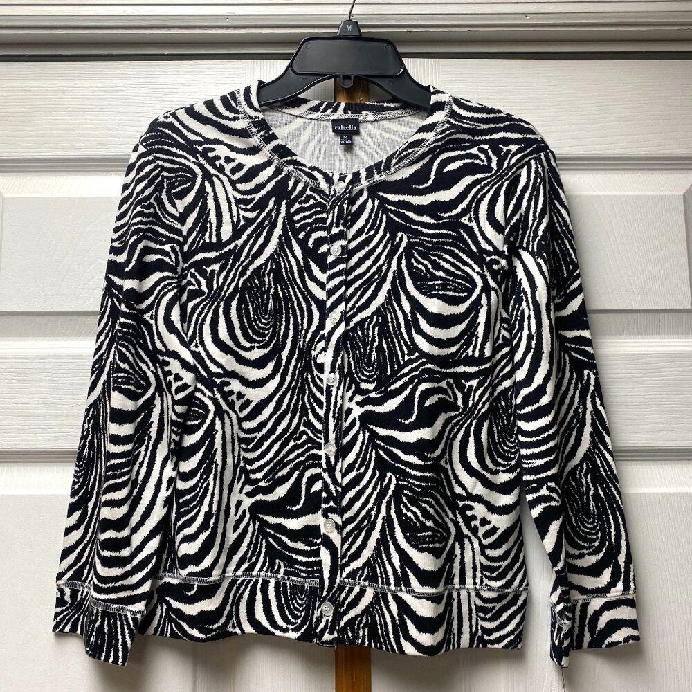 NWT - Rafaella Zebra Print 3/4 Sleeve Cardigan - Sz M